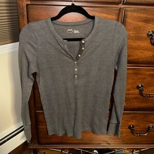 Aerie Charcoal Button-Down Henley Shirt
